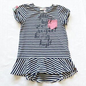 Matilda Jane 435 Navy Blue Striped "Kindness" Peplum Top size 8